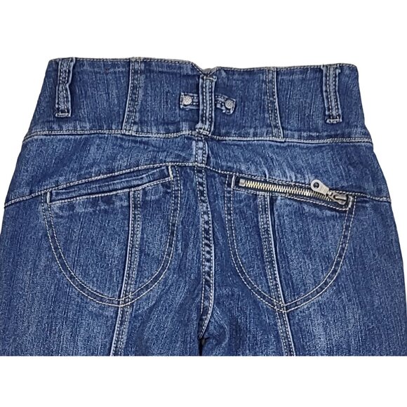 Vintage Bongo Jeans Button Fly Asymmetrical Front Seam Tapered Stretch Sz 0 - Picture 2 of 7